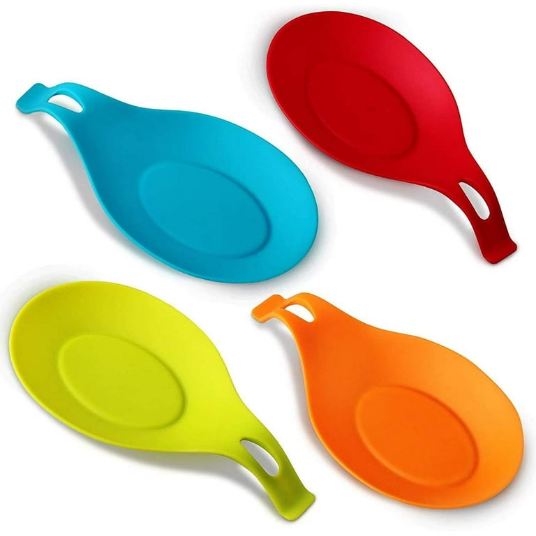 Kitchen Silicone Spoon Rest ,Spoon Holder, Flexible Almond-Shaped Silicone  Kitchen Spoon Holder, Cooking Utensil Rest Ladle Spoon Holder