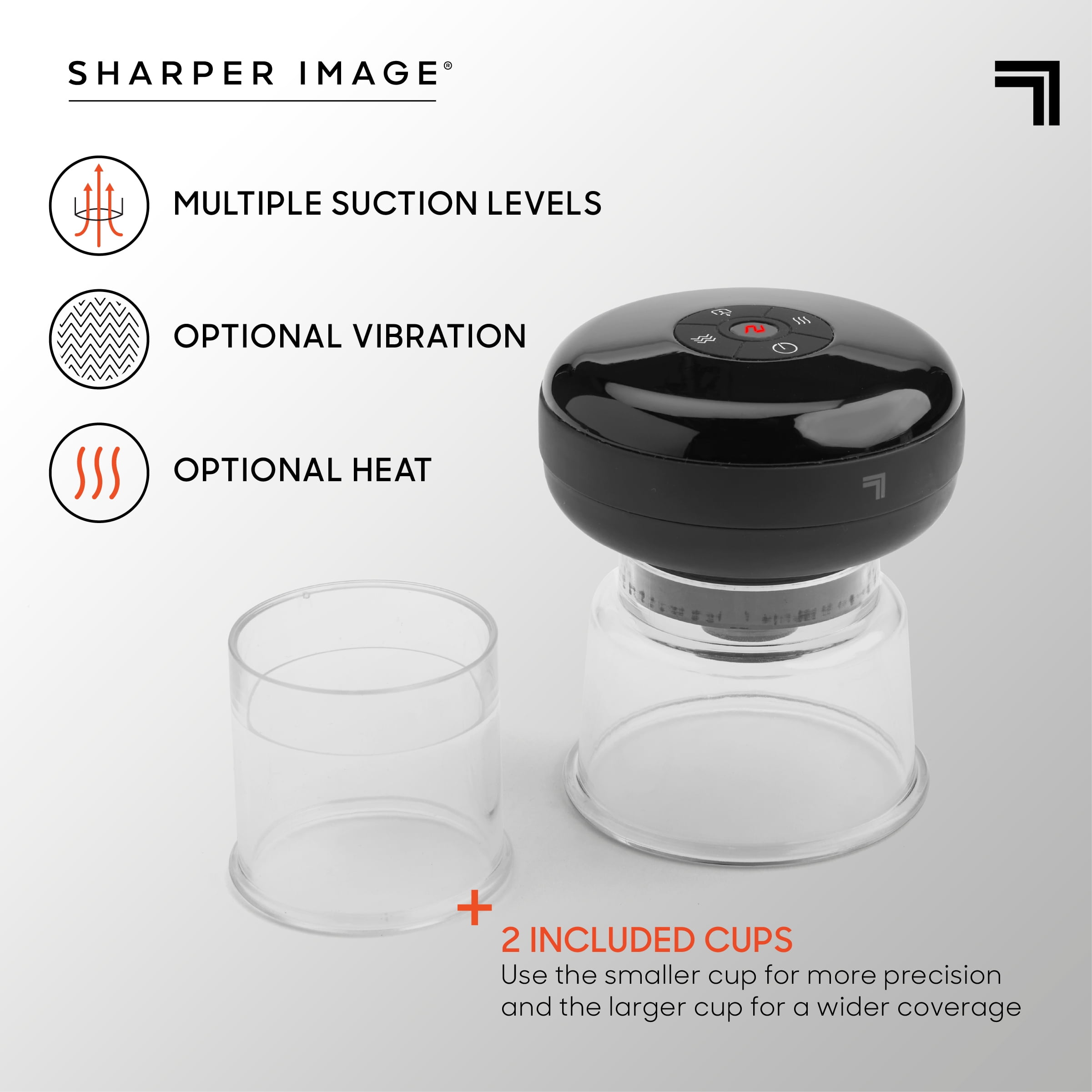 (2 pack) Sharper Image® Pulse Cupping Multifunction Massager, Includes 2 Cups, Air Filters, & USB-C Cable
