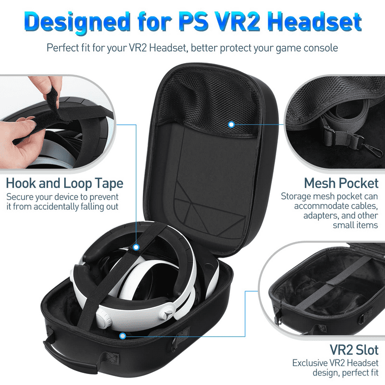 Welltop Hard Carrying Case for PSVR2 Hard Case for PlayStation VR2 Gaming Headset and Touch Controllers Accessories with Shoulder Strap Lens Protector