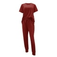 thumbnail image 4 of Pavied Two Piece Sets,Lounge Sets,Women's Two Outfit Short Sleeve Pullover With Drawstring Long Pants Tracksuit Jogger Set,Matching Sets,Womens Sweatshirt,Tracksuit for Women,Fall Outfits,Wine L, 4 of 7