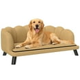 thumbnail image 2 of PawHut Pearl Design Pet Sofa for Medium and Large Sized Dogs, Pet Bed with Cushion and Solid Wood Legs, Coffee, 2 of 9