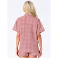 thumbnail image 4 of DARING DIVA 2 Pieces Plaid Pajama Short Sleeve Set Button Down Shirt XS Red, 4 of 6