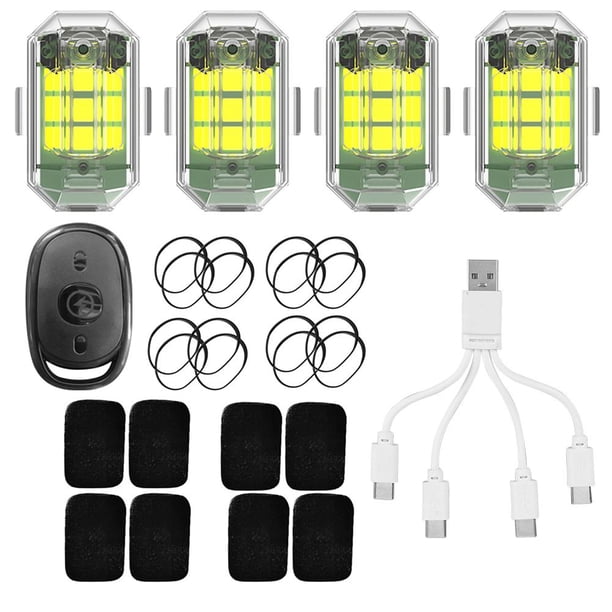 4pcs LED luz estroboscópica 7 colores 2.4G control remoto inalámbrico M3 motocicleta lámpara de señal