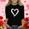 thumbnail image 2 of Riecok 3/4 Sleeve Blouses for Girls Valentine's Day Crewneck Shirts Tops Heart Print Versatile Summer Clothes, 2 of 5