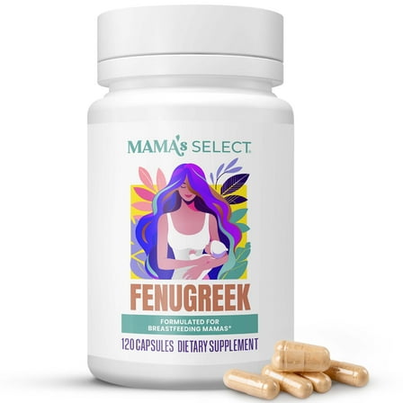 Organic Fenugreek Capsules by Mama's Select – Natural Lactation Support for Breastfeeding Moms, Vegan & Allergen-Free, Promotes Milk Supply & Digestive Health, Non-GMO, USA-Made
