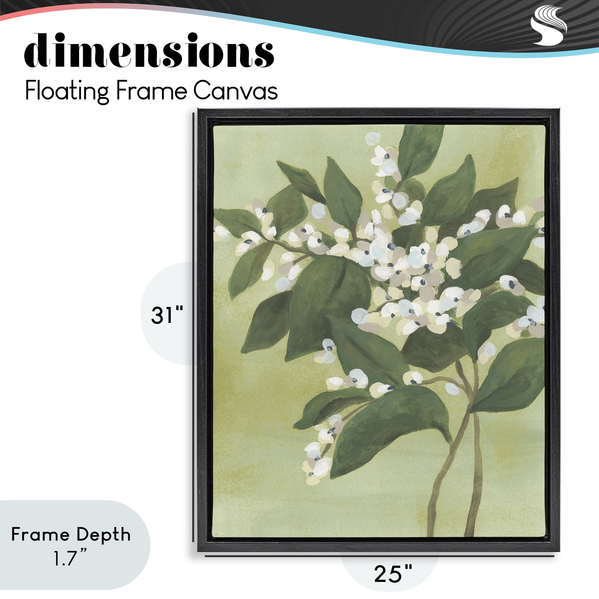 Stupell Industries Verdant Branch Bloom Black Framed Floater Canvas Wall Art, design by June Erica Vess