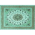 thumbnail image 1 of Ahgly Company Machine Washable Indoor Rectangle Medallion Turquoise Blue Traditional Area Rugs, 2' x 3', 1 of 4