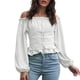 thumbnail image 1 of Camisa de mujer con hombros descubiertos, mangas largas con cordones en la cintura, corsé, camisas c Tomshoo  Extragrande, 1 of 7