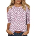 thumbnail image 2 of Teissuly Women's Fashion Printed T-shirt 3/4 Sleeves Blouse Round Neck Casual Tops, 2 of 5