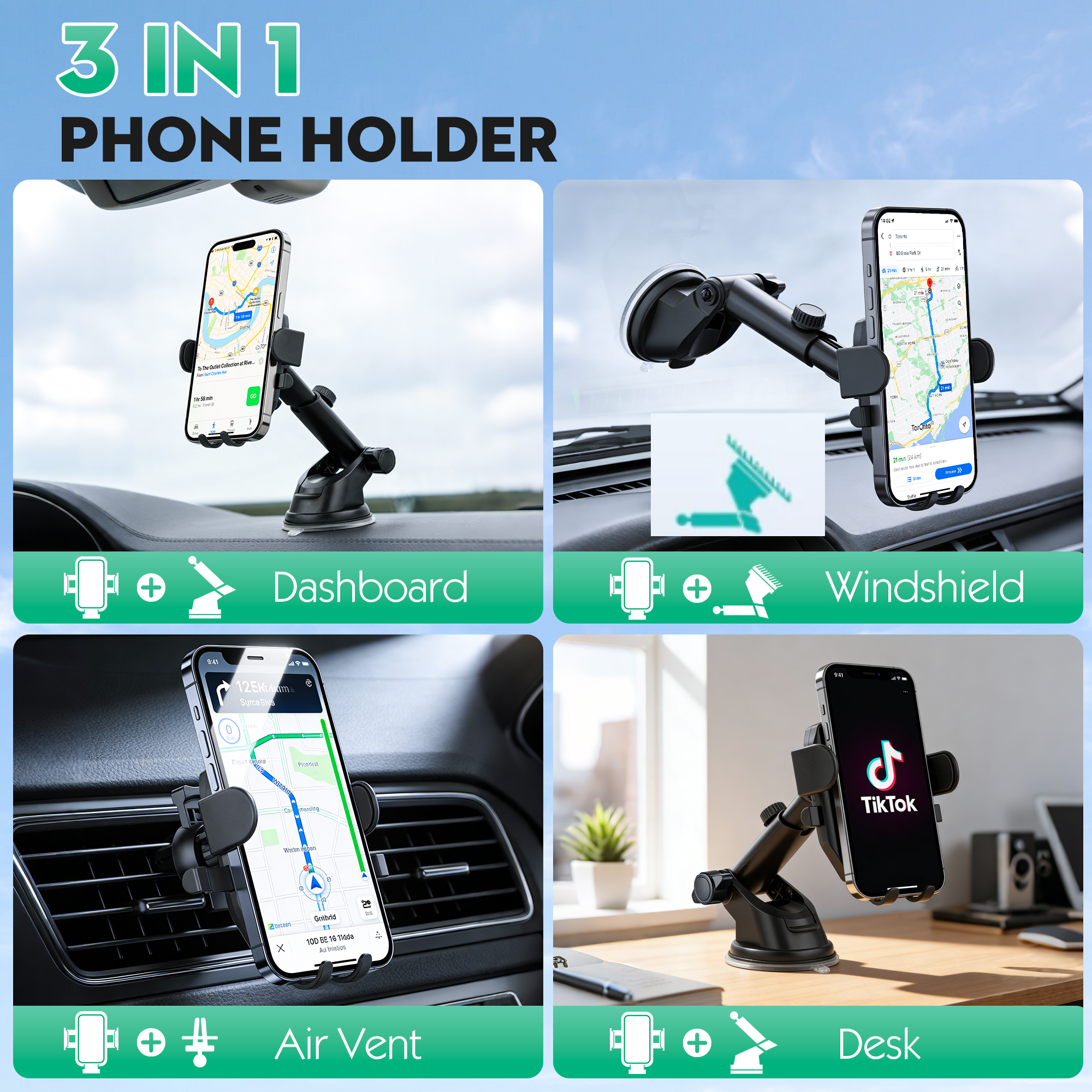 OWNTECH Auto Clamping Car Phone Mount, 360° Rotatable photo 5