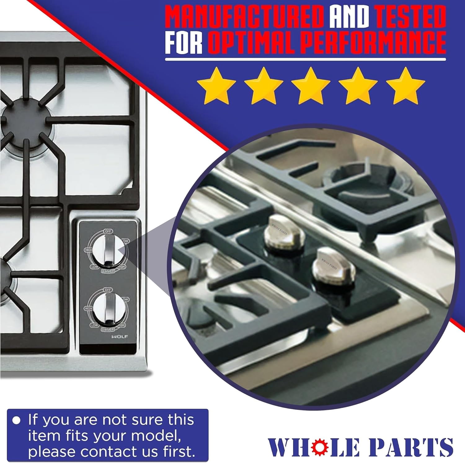 Whole Parts Range Oven Cooktop Stove Knob Part# 815536 - Replacement & Compatible with Some Wolf Ranges or Ovens