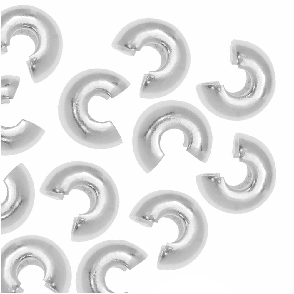 Crimp Bead Covers, 4mm, 50 Pieces, Silver Plated