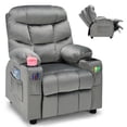 thumbnail image 1 of Gymax Kids Youth Recliner Chair Velvet Fabric w/Cup Holder & Side Pocket Grey, 1 of 10