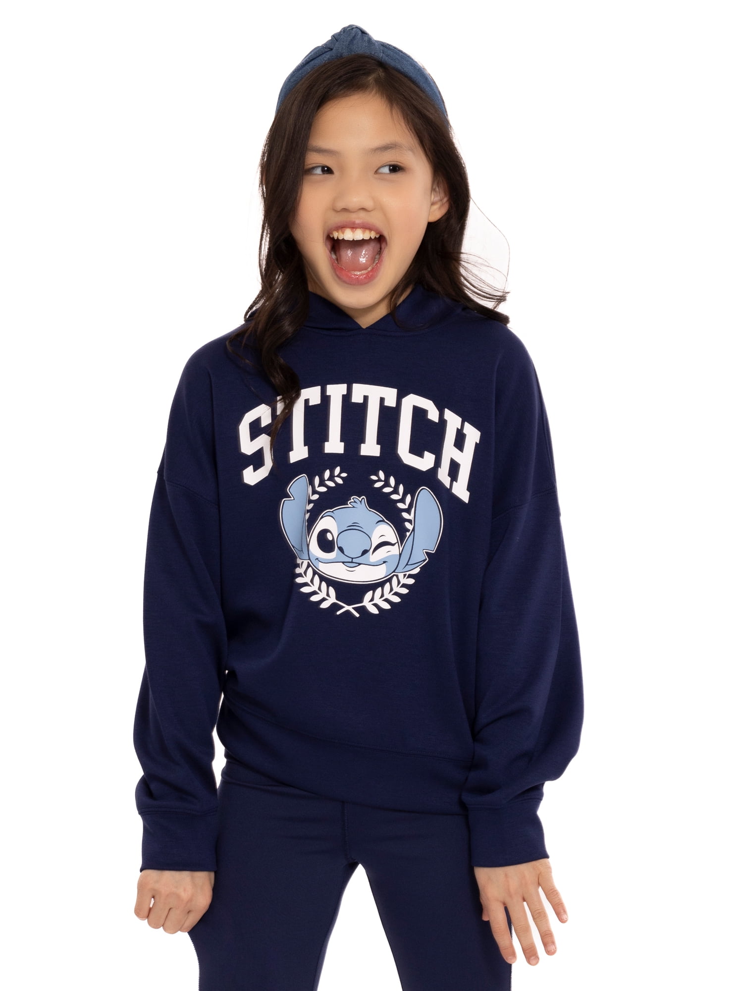 Stitch Girl's Long Sleeve Graphic Hoodie, Sizes 4-12