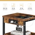 thumbnail image 3 of JIOABL 3-Tier Side Table, Set of 2, with USB & AC Charging Station, Adjustable Shelves, Multi-Use for Living Room & Bedroom, Rustic Brown, 3 of 7