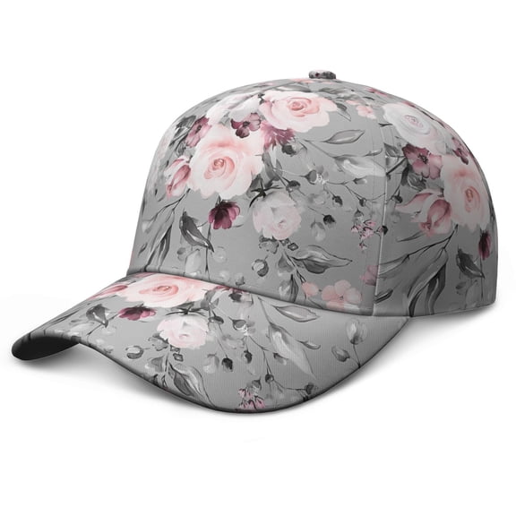 Country Rustic Floral Dad Hat – Vintage Baseball Cap with Botanical Bloom and Watercolor Artistic Pattern, Comfortable Adjustable Closure