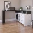 thumbnail image 3 of Bestar Equinox 56W L-Shaped Desk in deep grey & white, 3 of 7