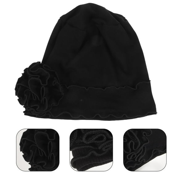 HEANUJJ Women's Chemo Headwear Turban Hat in Black, Soft Comfortable Fit, 1 Piece