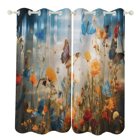 Watercolor Butterfly Blackout Curtains for Bedroom Curtains Insulated Room Darkening Window Drapes for Living Room