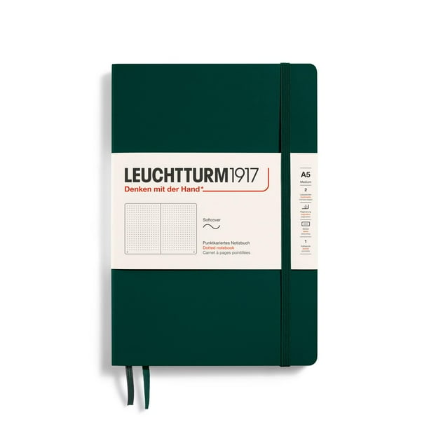 Libreta LEUCHTTURM1917, tamaño A5, mediana, tapa blanda con puntos, 123 páginas