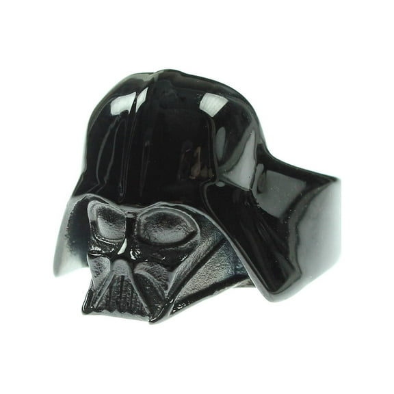 Stainless Steel 3D Darth Vader Black IP Ring