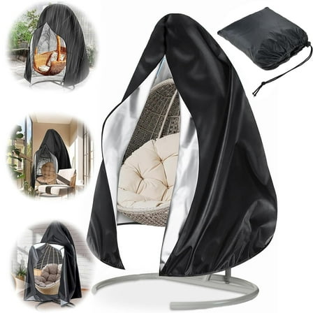 Egg Chair Cover with Zipper, 75 x 45 inches Patio Hanging Swing Chair Cover, Waterproof/Windproof Heavy Duty Weather Resisatnt Outdoor Hanging Chair Cover