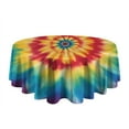 thumbnail image 5 of Rainbow Tie Dye Mandala Pattern Round Tablecloth 60"x60",Wrinkle Wipeable Table Cloth for Kitchen Dining Room Picnic Patio Party, 5 of 6