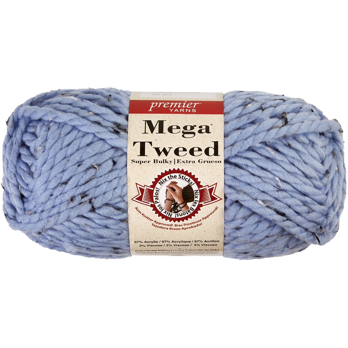 Premier Yarns Mega Tweed Yarn-Soft Blue Tweed - Fred Meyer