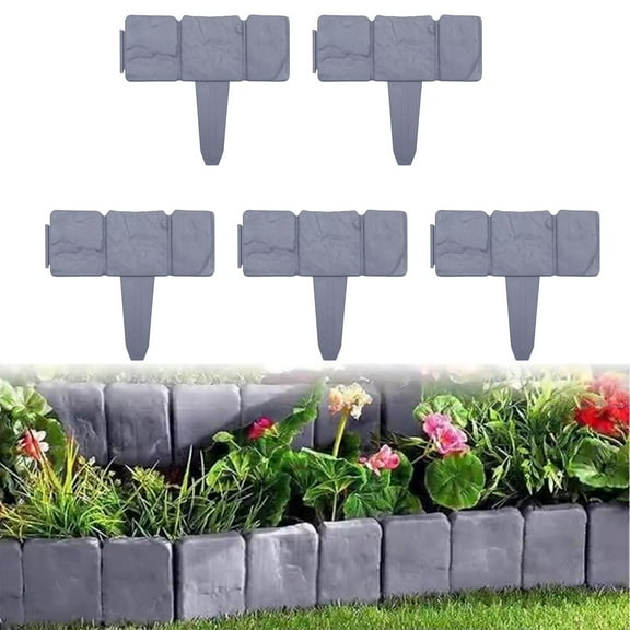 Plastic Garden Edging Fence,9.8x9.1x0.39" Decorative Scenery Border for Flower Beds,Weatherproof & UV Resistant,Easy Assembly With No-Tools Needed,Perfect for Lawns, Driveways & Plant Borders