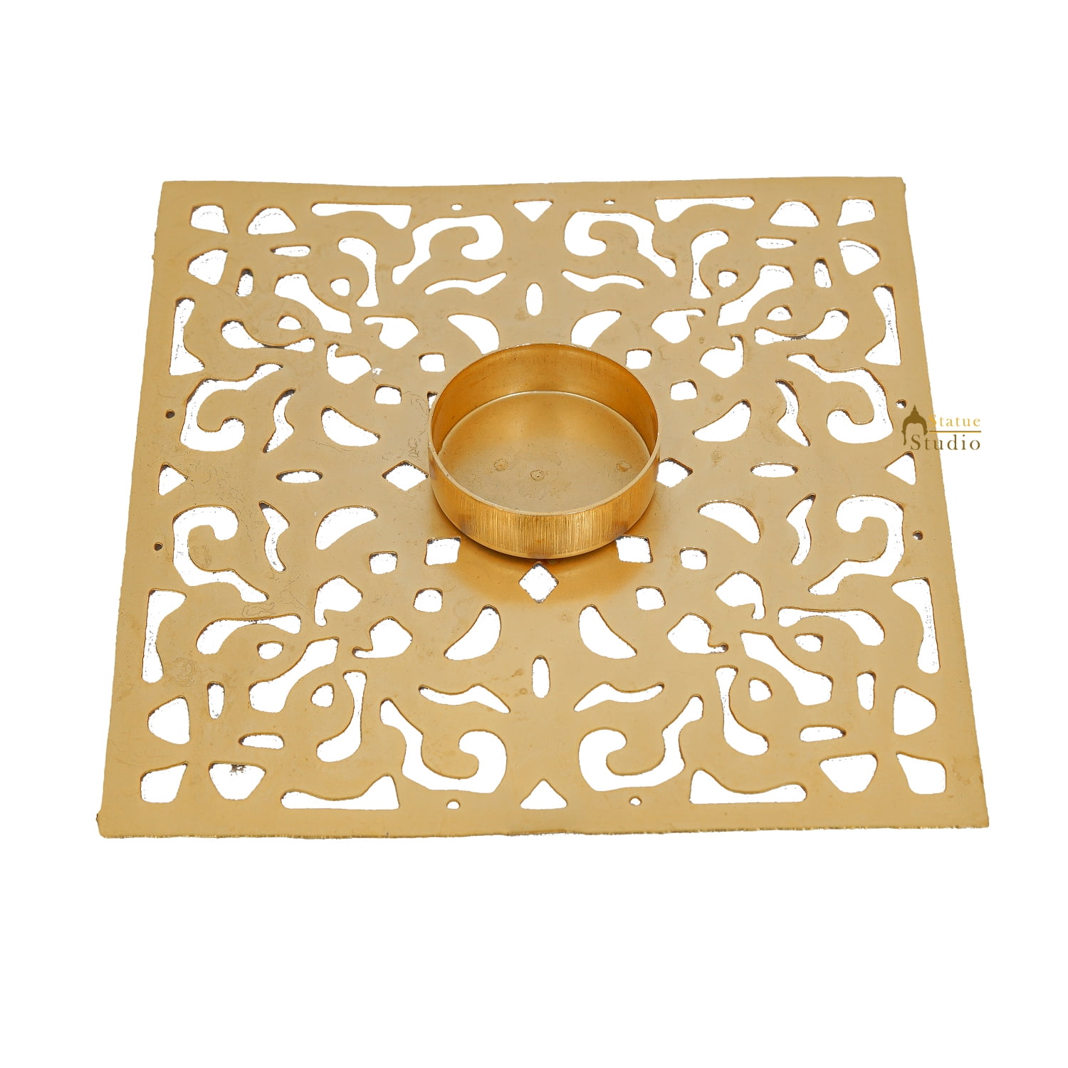 StatueStudio Tealight Candle Holder Golden Tea Light Candle Stand Traditional Designer Tealight
