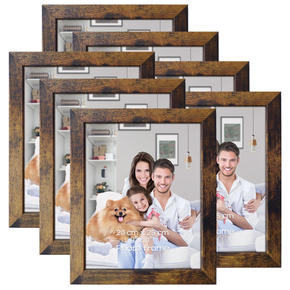 7Pcs Multi Picture Frames With Family Plaque & Mirror Wooden Wall Mounted Décor 
