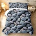Erosebridal Blue Gray Stones Twin Quilt Set,Smooth Rock Pattern Twin ...
