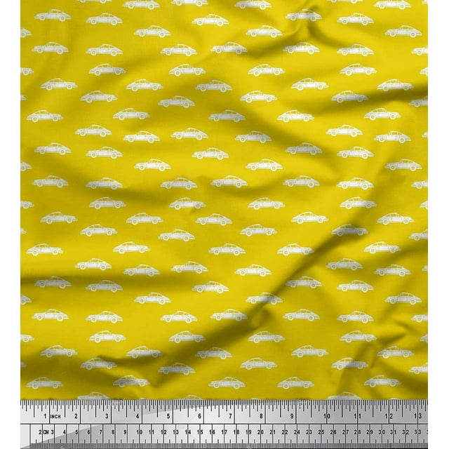 Soimoi Moss Georgette Fabric Car Transport Printed Fabric 1 Yard 42 Inch Wide