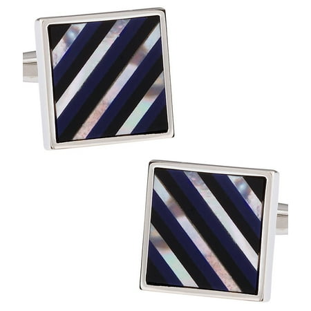 - Distinctive Mother of Pearl, Onyx, & Lapis Striped Cufflinks by Cuff-Daddy