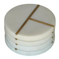 thumbnail image 1 of Benzara BM229877 Metal Inlay Round Marble Coaster, White - Set of 4, 1 of 1