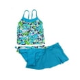 thumbnail image 2 of Zero Xposur Girls Aqua Floral Tankini Swimming Swim Suit With Skirt Wrap 3 PC 4, 2 of 2