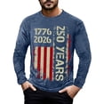 thumbnail image 3 of 250 Anniversary Usa Shirt Anniversary Graphic T Shirt Commemorative Print Casual Long Sleeve Mens Tees Blue XXL, 3 of 5