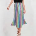 thumbnail image 2 of Girls Sequin Sparkly Midi Skirts Pleated Checkered Sequin Dance Maxi Long Loose Fitting Skirts Cute Skirt Multicolor 8Y, 2 of 3