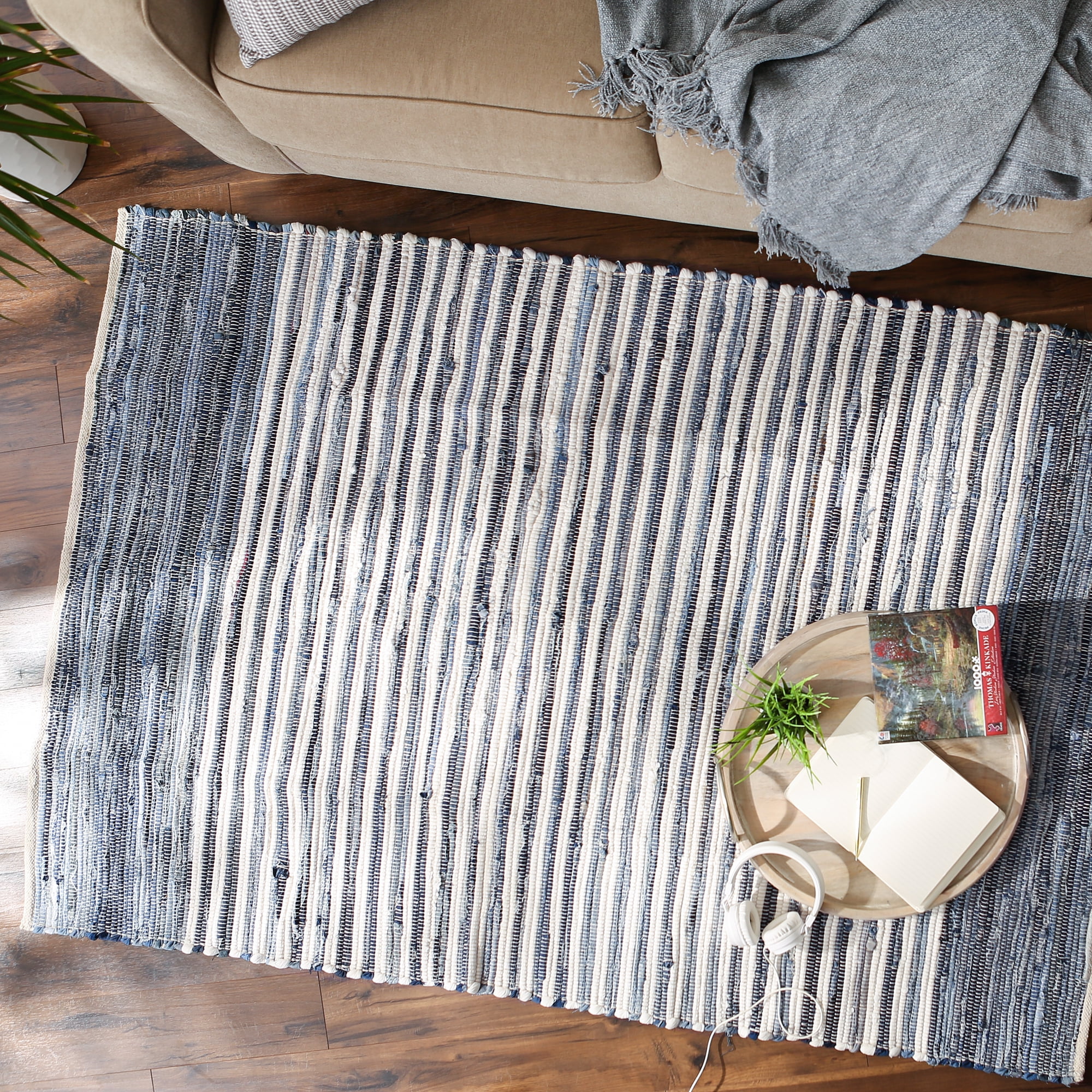 Multi Denim Rag Rug 4x6ft