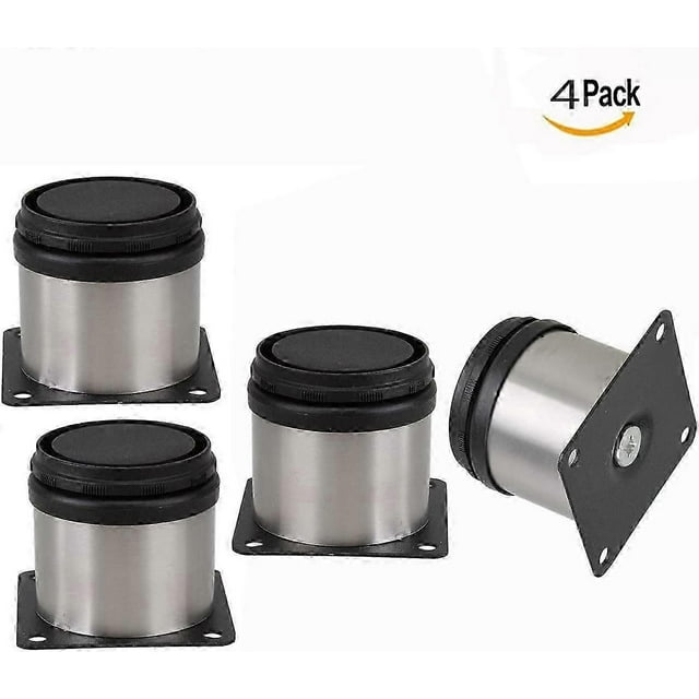 4 pcs Adjustable Furniture Legs Cabinet Feet Metal Adjustable Stainless Steel Round Kitchen 50 x 60 x 50mm