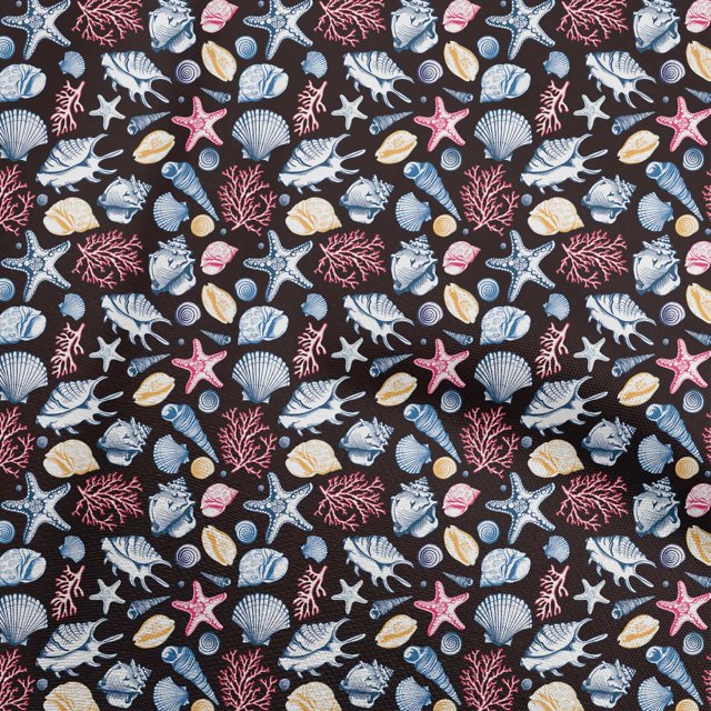 oneOone Rayon Dark Wine Fabric Sea Shells Pattern Craft Projects Decor Fabric Printed By The Yard 56 Inch Wide
