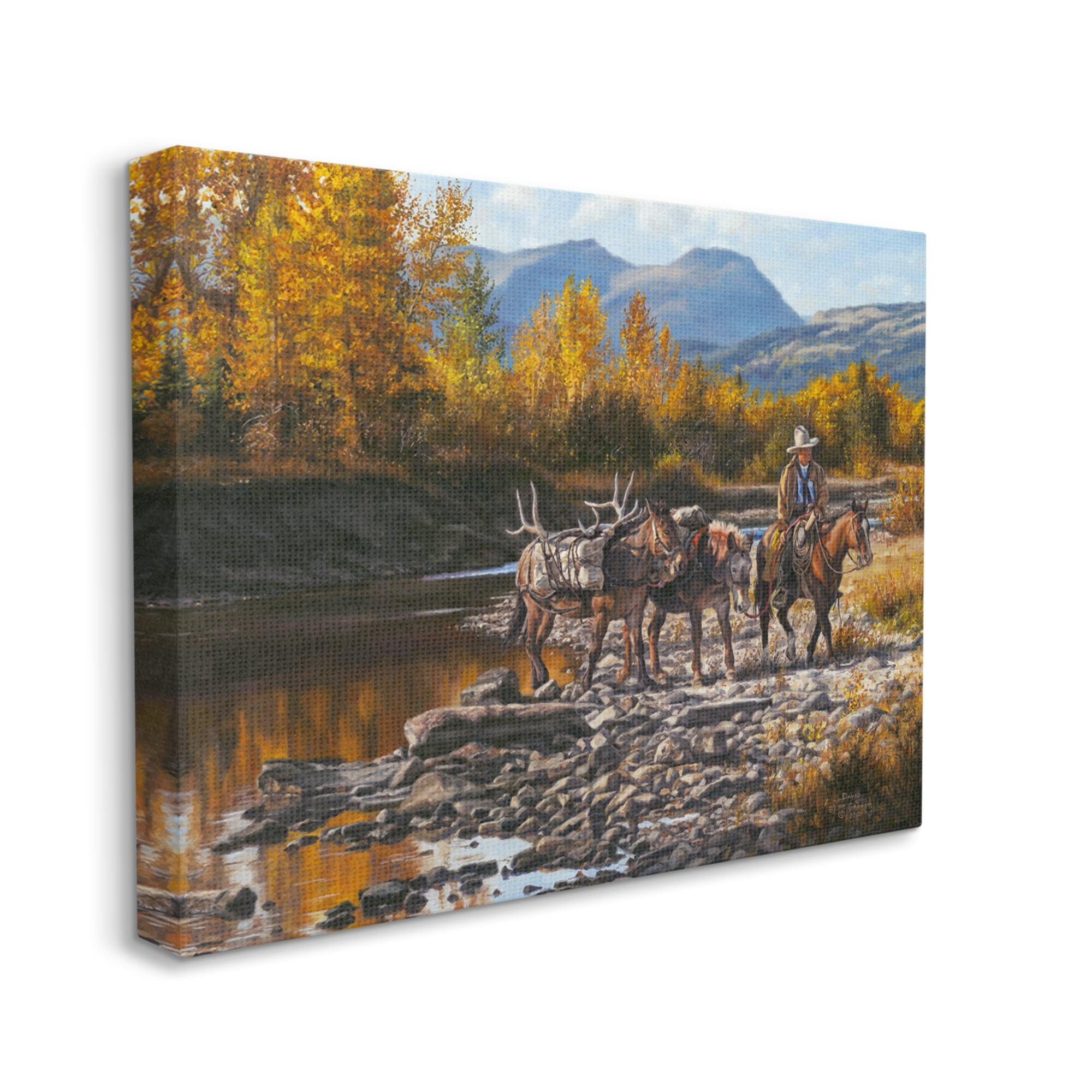 Stupell Industries Down From High Country Cowboy Animals & Insects Painting Gallery Wrapped Canvas Print Wall Art