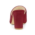 thumbnail image 2 of BLISSFUL STEP Women's Slide Heels Mules Slip on Block Heel Sandals Burgundy 8, 2 of 6