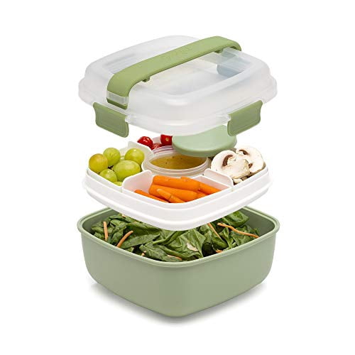 salad containers with dressing compartment