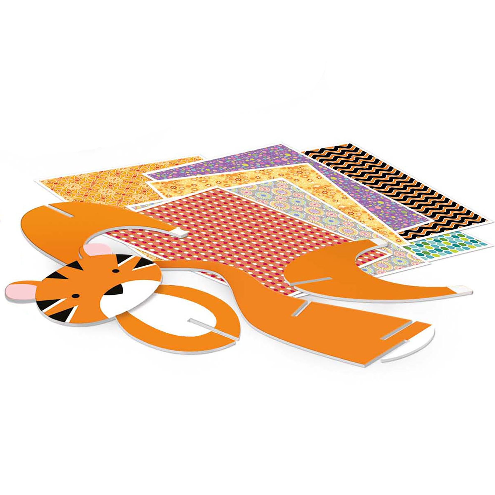 Headu: Make 3D Animals - DIY Build-Decorate-Create 10 Freestanding Animals, Fold & Connect Cardboard Pieces, Mix & Match Styles, Stickers, Kids 4+