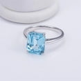 thumbnail image 4 of Emerald Cut Lab Created Sky Blue Topaz and Moissanite Solitaire Wedding Ring in 925 Sterling Silver – December Birthstone Cocktail Ring – Unique Statement Gift for Women, 4 of 8