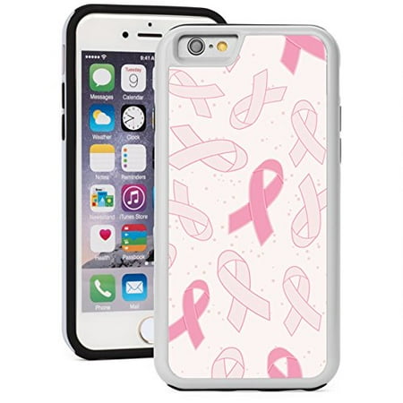 Apple Pink Ribbon - For Apple iPhone Shockproof Impact Hard Soft Case Cover Pink Breast Cancer Awareness Ribbons Background (White for iPhone 7 Plus)