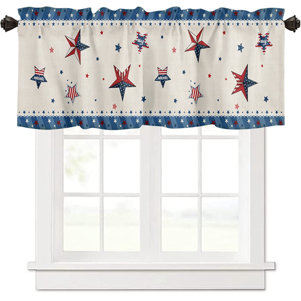 Patriotic Curtain Valance for Windows 4th of July Independence Day