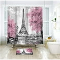 thumbnail image 6 of Paris Eiffel Tower Shower Curtain for Bathroom Decor 72Wx72H Inch Vintage French Landscape Scenery Romantic Oil Painting for Women Couple Pink Fabric Waterproof 12 Pack Hooks WW-PAVT, 6 of 6