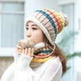 thumbnail image 4 of Gorro de invierno lindo con forma de bola larga para colgar, cálido gorro de lana para mujer, de color a juego, con protección para las orejas, a prueba de frío, de punto, 4 of 4